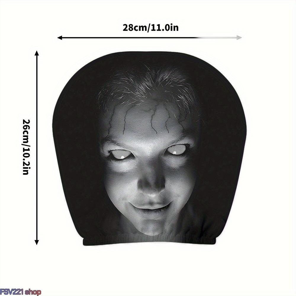 2-Pack Creepy Horror Ghost Face Car Headrest Covers - Slip-On Stretch Comfortable Material Auto Accessories for Spooky Pranks, Halloween Decor, Oddities Gifts, Car Decorations