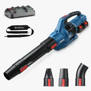 【5-year warranty】DongCheng 650 CFM Cordless Leaf Blower, 40V Battery Powered Blower with 2 * 4.0Ah Batteries & Charger, High-Efficiency Brushless Motor for Sidewalks, Driveways, Town Care, Blowing Leaves and Snow Heavy Duty