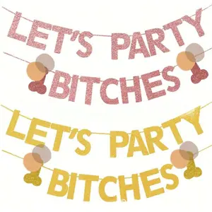 Glitter & Alphabet Letter Banner, Perfect for Bachelorette Party Decorations, 1 Pack Celebration Supplies