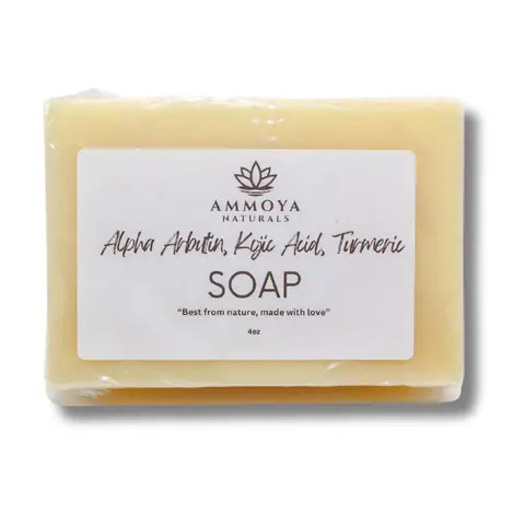 Ammoya Naturals 4oz All-Gentle Exfoliating Turmeric Brightening Soap - Goat Milk, Kojic Extract, Alpha Arbutin, Carrot, Lemon Body Care Cleanser for Adults' Face & Body, Acne Treatment, Radiant Glow Boost
