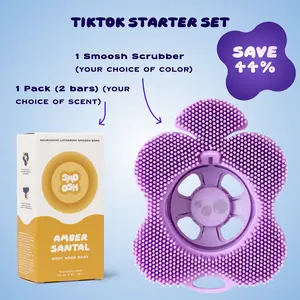 Smoosh Starter Set | Silicone Body Scrubber with Embedded Bar Soap for Shower Exfoliation and Cleansing