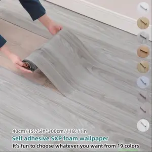 1 roll self-adhesive wallpaper - wood and marble texture, 40cm x 300cm (15.75in x 118in) 1.5mm thick IXPE vinyl, high quality durable home decor floor and wall covering, easy DIY, curved partition wall, cork