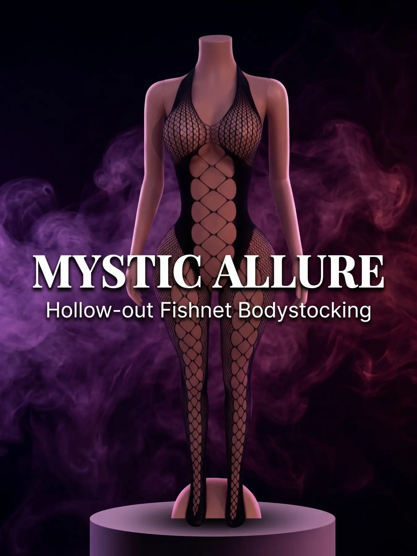 Women's Halter Criss-Cross Cutout Fishnet Bodystocking, Sexy Sheer Bodycon for Club Party & Date Night, All Seasons Fashion