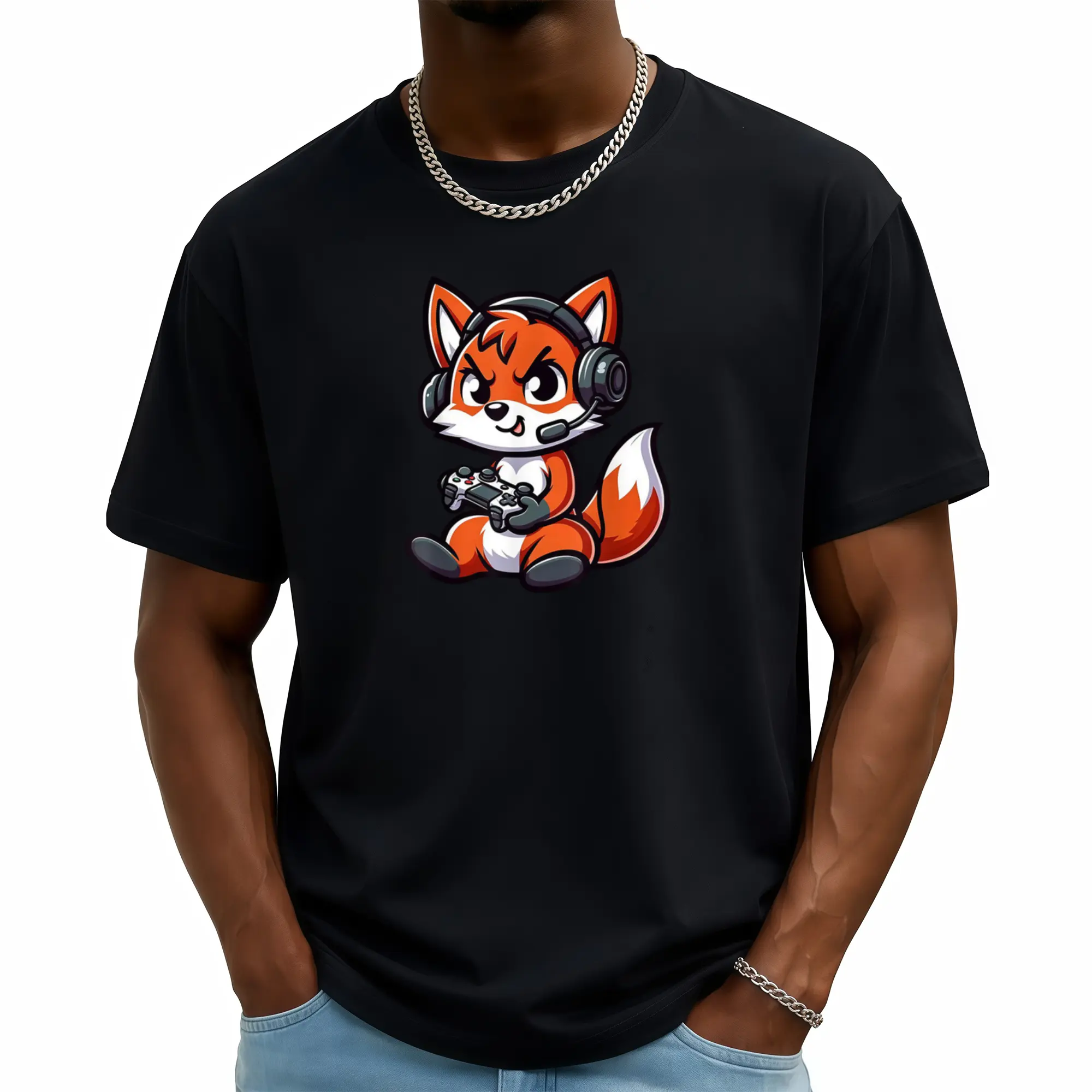Adorable Red Fox-Themed Video Game T-Shirt for Mens, Made from Soft Cotton And Designed for Everyone These Tees Are Budget-Friendly And Perfect for Daily Use, Making Them an Excellent Gift for Friends Or Loved Ones