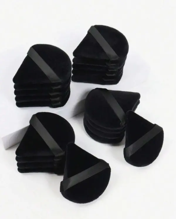 10pcs Velvet Triangle Makeup Puffs, Reusable Applicator, For Foundation, BB Cream, Loose Powder, Affordable, Makeup Tools, Vanity & Room Decor, Travel Essentials, Gifts For Women, Christmas Gifts, Giveaways, Stocking Stuffers