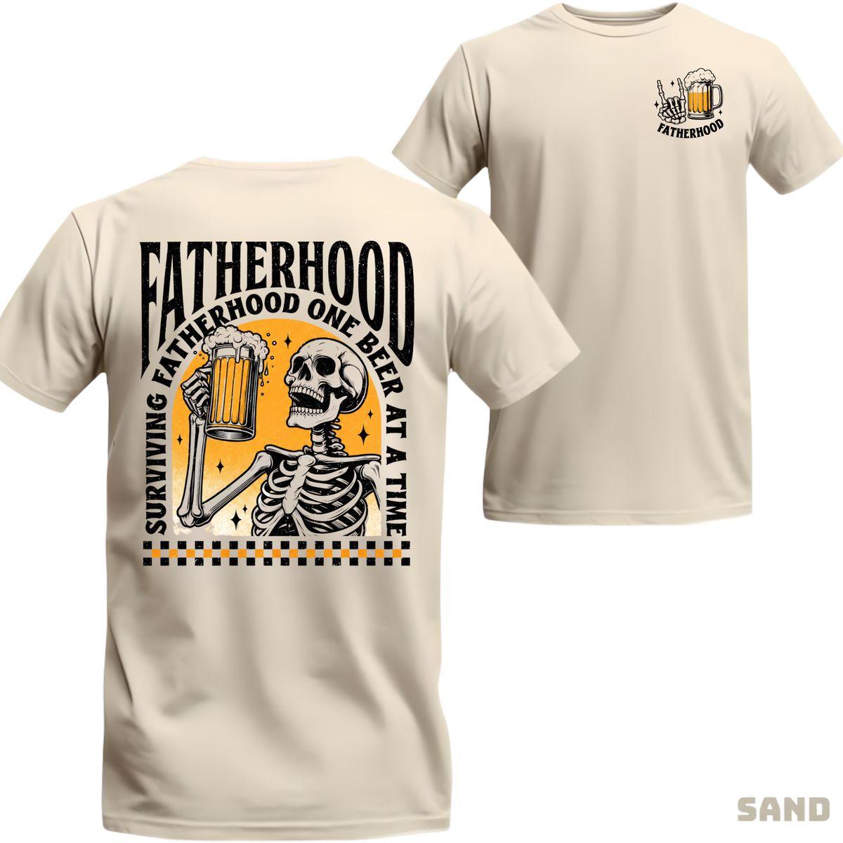 Fatherhood Front And Back Shirt, Surviving Fatherhood One Beer At A Time, Funny Father Tee, Drinking Husband, Fathers Day Gift, Gift For Dad, Unisex Casual Graphic T-Shirts