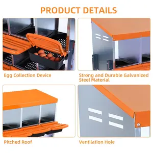 [FLASH SALE] Garvee Chicken Nesting Box 6-Hole Roll Away Egg Laying Box with Lid Heavy-Duty Galvanized Steel Rustproof Design Wall-Mountable Orange