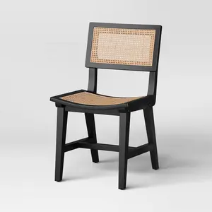 Tormod Black Wood and Natural Cane Dining Chair-Threshold