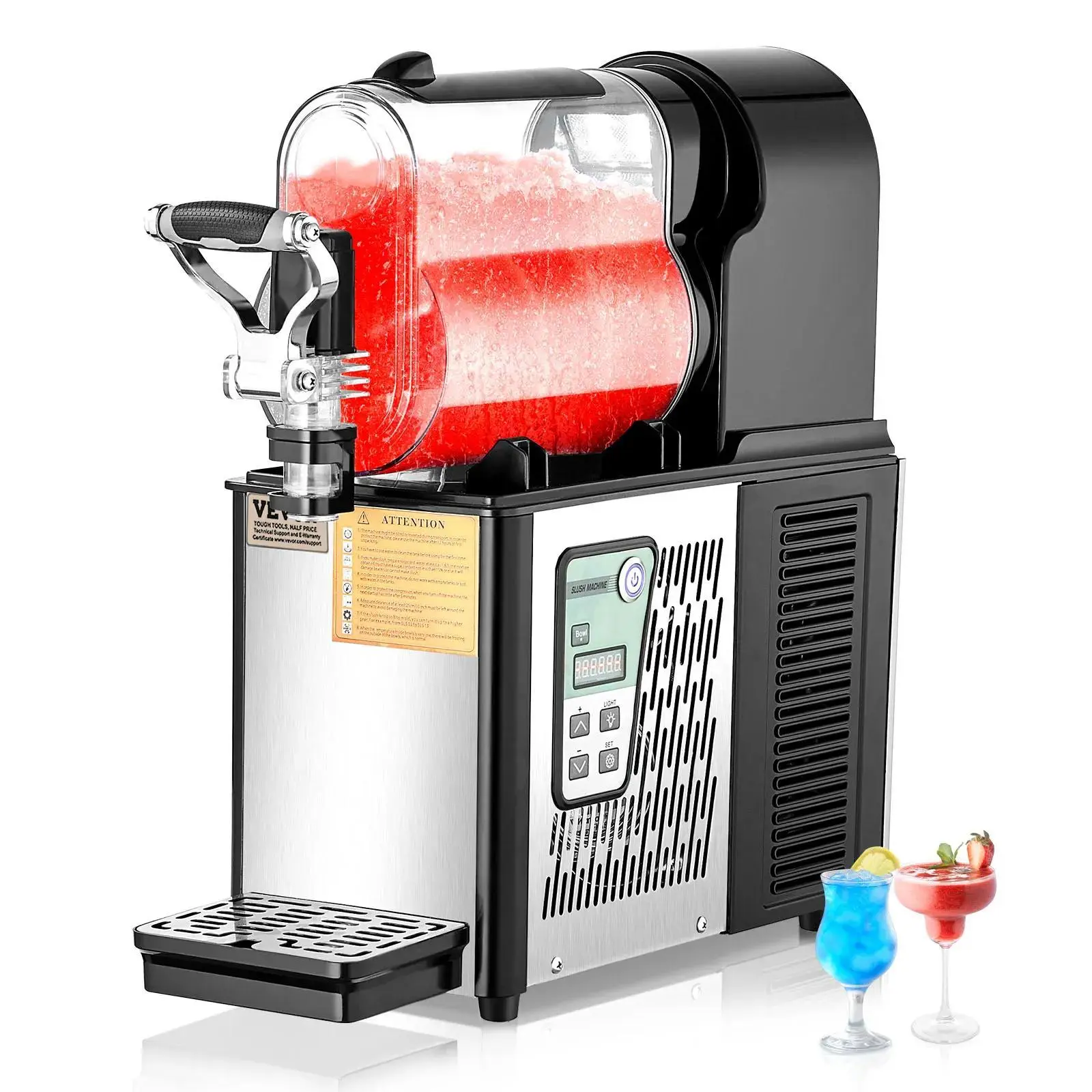 VEVOR Commercial Slushy Machine,  3L Single Bowl Slush Drink Maker, 330W Frozen Drink Machine with Temperature Preservation, Stainless Steel Home Slush Frozen Drink Machine Automatic Clean, Black