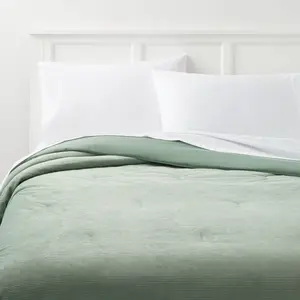 King Corduroy Plush Comforter Sage Green - Room Essentials: Eco-Friendly, Teen-Friendly, Machine Washable