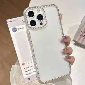 Phone case: Rhinestone Frame Glitter Transparent Case for iPhone 17,16, 15 Pro Max, Soft Cover for iPhone 14Plus,13 & 12 Pro Max,17Air – Elegant Luxury Design, Perfect Gift for Birthdays or Holidays – Ideal for Yourself, Family, and Friends