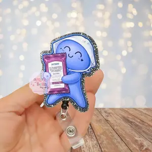 TikTok Balloon Glove Badge Reel | Glitter Cna, pct, pca RN ID Clip, badge holder, retractable badge reel