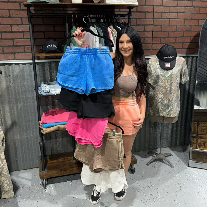 Acid wash fleece shorts