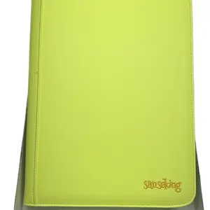 Sanseking 9 Pocket Leather Zipper Trading Card Binder (FLUORESCENT GREEN ON GREEN)