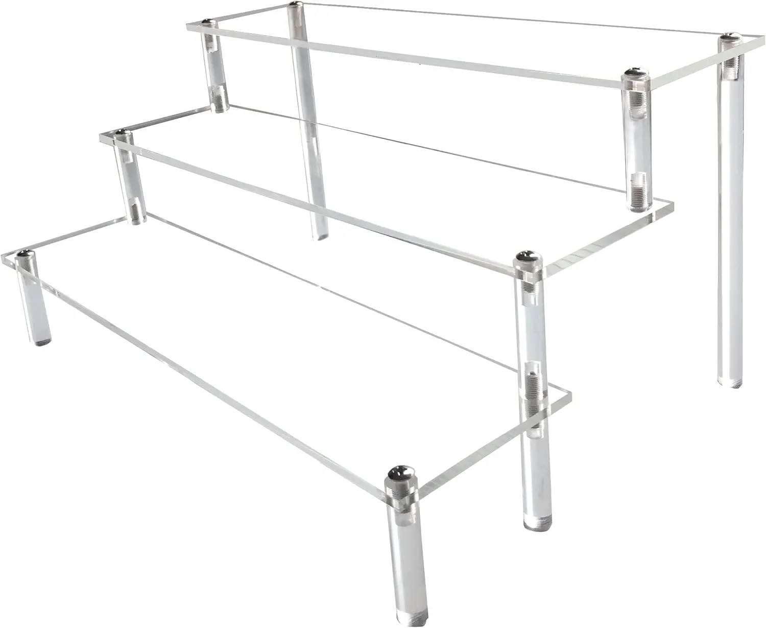 Clear Display Risers Stand Perfume Organizer Cologne Acrylic Shelves 3 Tiered Cupcake Shelf for Amiibo Funko POP Figures Food Desserts Holder Collection Cosmetic Vendor Product