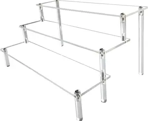 Clear Display Risers Stand Perfume Organizer Cologne Acrylic Shelves 3 Tiered Cupcake Shelf for Amiibo Funko POP Figures Food Desserts Holder Collection Cosmetic Vendor Product