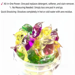 8g Giant Pods Mixed Color Laundry Detergent Beads, 10 Count Sample Pack/100 Count Family Pack, Super Concentrated Stain Remover & Softener, Laundry Clean Pods