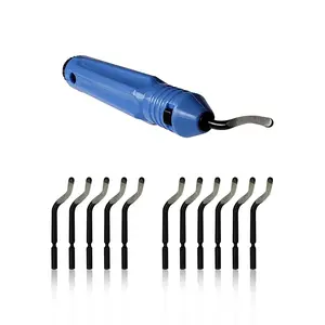 Deburring Tool Kit, a Anti-Slip Handle and Pack of 10 BS1010 Deburring , for , Metal, Plastic, , Copper and Steel