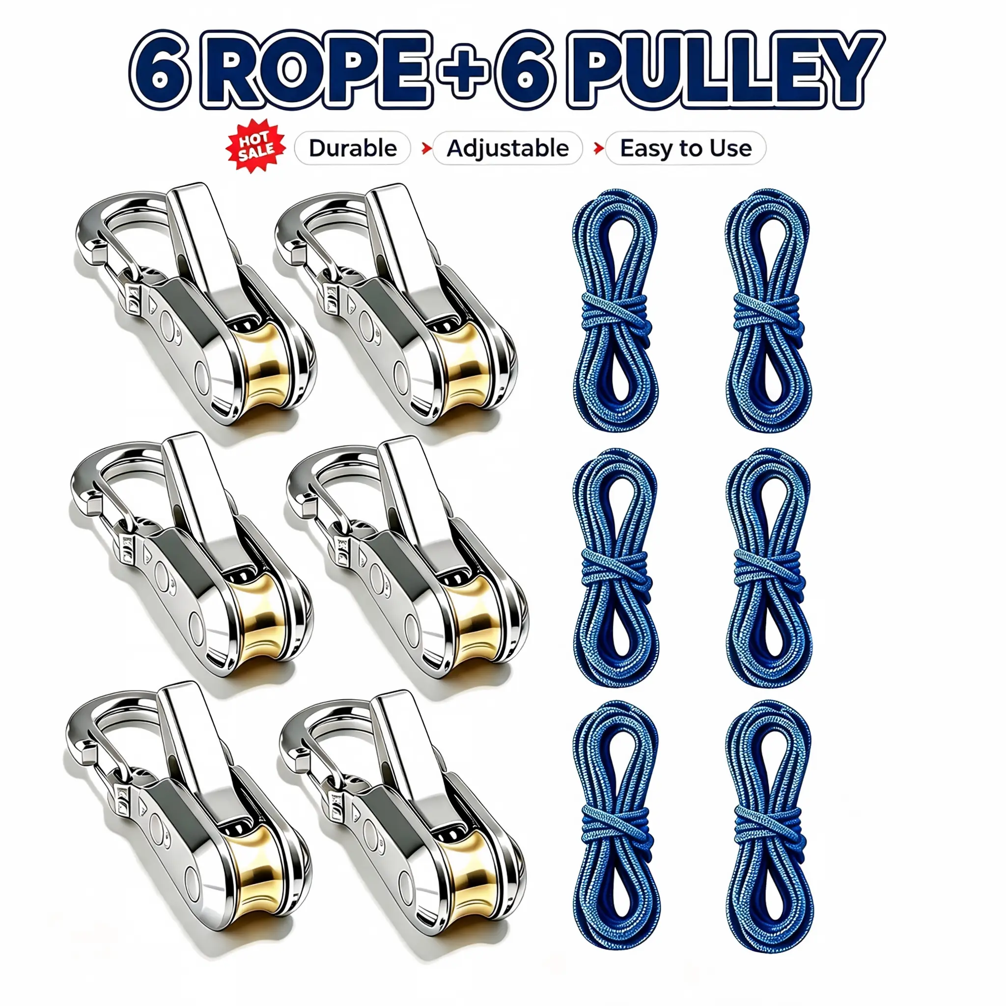 No More Re-Tying Ropes | Automatic Lock Rope Tensioner, Heavy Duty Wear-Resistant Guyline Fastener 3&6 Pack for Outdoor & Household Use