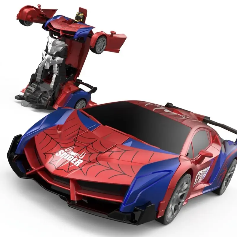 2.4Ghz 1:18 Scale Spider Transform Remote Control Car - 1-Button Deformation, 360° Rotation Robot Toy, Birthday Gift for Boys Ages 3-12