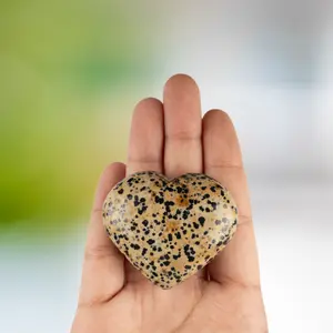 Dalmatian Jasper Heart Palm Stone, Polished Crystal Stone for Chakra Balancing, Meditation, Spiritual and Crystal Gift