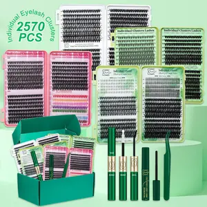 Lashsun 2570 PCS Cluster Eyelash Set D Curl 10 Styles Puff Lash Clusters Colored/Bottom/Spike/Wispy/Manga/Volume Lashes, Kit with Bond&Seal Lash Remover Lash Applicator, Perfect for Beginners&Proficient, DIY at Home Easily, Easy Apply for Makeup Daily
