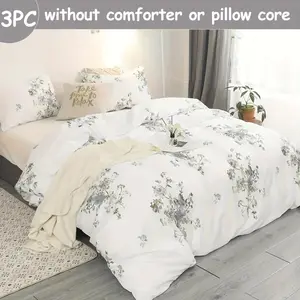 Floral Print Duvet Cover Set, 1 Count Duvet Cover & Pillowcase without Filler, Machine Washable Duvet Cover, Soft Comfortable Bedding Set for Home Bedroom