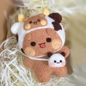Bubu Dudu Wool Needle Felting Kit Non-finished Dolls DIY Felting Set Yier Panda Bear Handmade DIY Gift Animal Felt Crafts