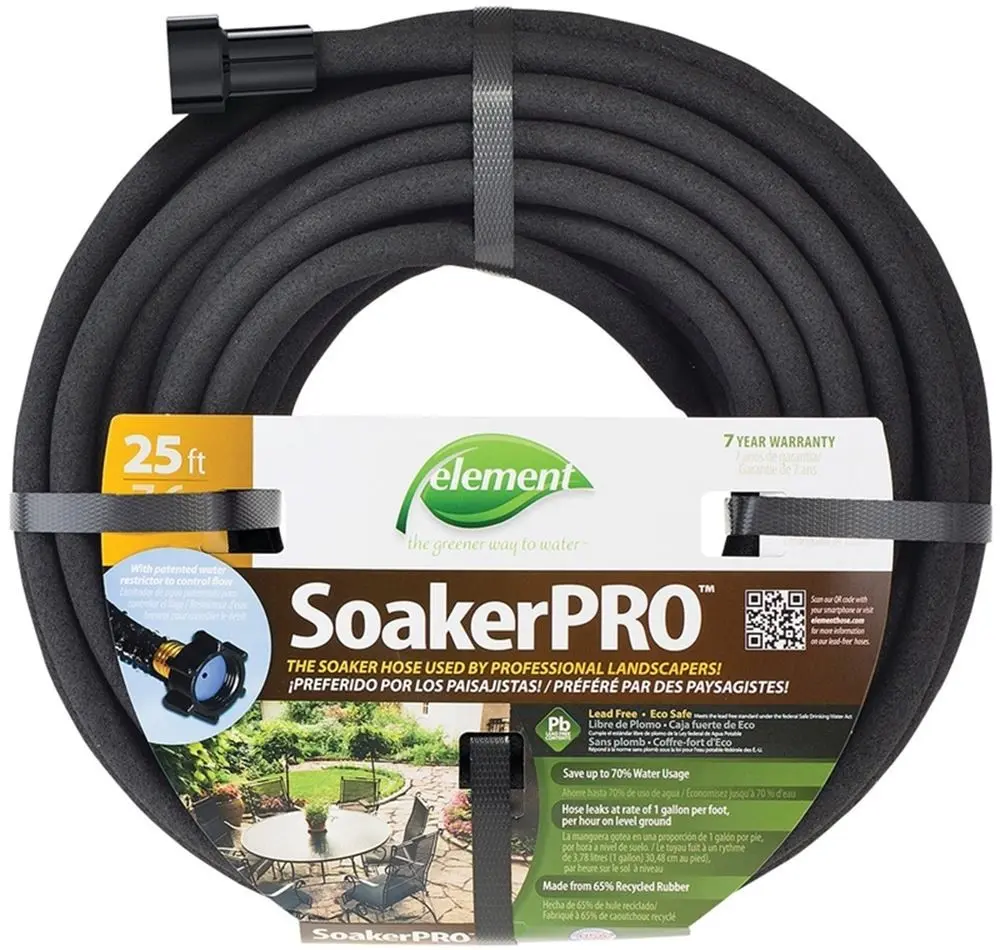 Colorite/Swan Soaker Hose, 0.5 in x 25 ft, Model ELSP38025, with Patented Water Restrictor for Root-Soaking Flow Control