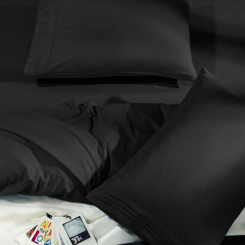 Sheet Super Microfiber 1800 Thread Count Egyptian Fit 18-24 Inch Deep Pocket Mattress Wrinkle-6 (Black, Full)