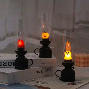 Calcifer Flameless Night Light Halloween Retro Decorative Candle Light Cartoon Anime Kerosene Lamp Bedroom Bedside Table Lamp