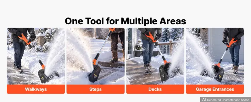 VEVOR Electric Snow Shovel 40V 13.5" Battery-Powered Cordless Snow Blower, for Driveway Patio Deck, Includes 2 x 4Ah Batteries & Charger, 20 ft Throw Distance, 60&deg; Chute, LED Light, Adjustable Handle,toolupgrade