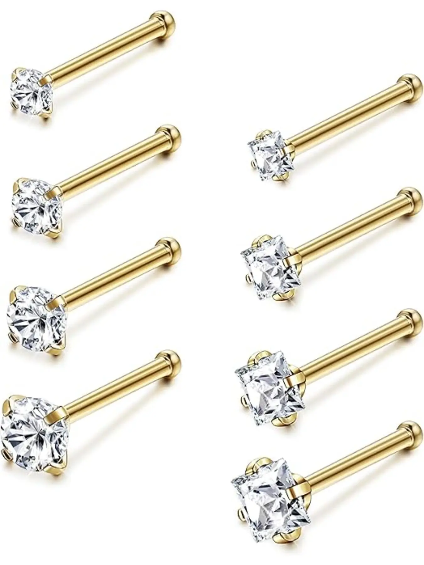 Hypoallergenic Nose Rings 18g 20g Stainless Steel, Cubic Zirconia Nose Ring Labret, Unisex Casual Body Jewelry Piercing Jewelry