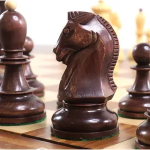 1950s' Fischer Dubrovnik Chessnut Pro Sensor Compatible Set- Chess Pieces Only - Mahogany Stained & Boxwood - 3.7" King