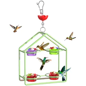 Hummingbird Feeder for Outdoors Dreamdrawer Hummingbird Feeder top filling, Decorative, Containing Ant Moat, 4 Metal Stations, 12 Feeding Ports, Outside & Backyard Deco, Leak Proof
