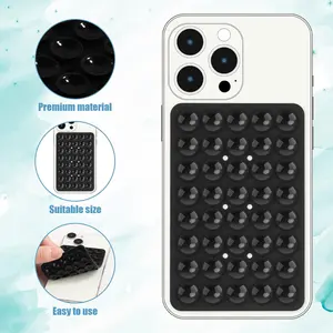 2 Pack Square silicone suction cup mobile phone suction cup stand adhesive back sticker multi-functional power bank mobile phone anti-slip small suction cup back adhesive magic tool fixator Strong silicone suction cup sticker
