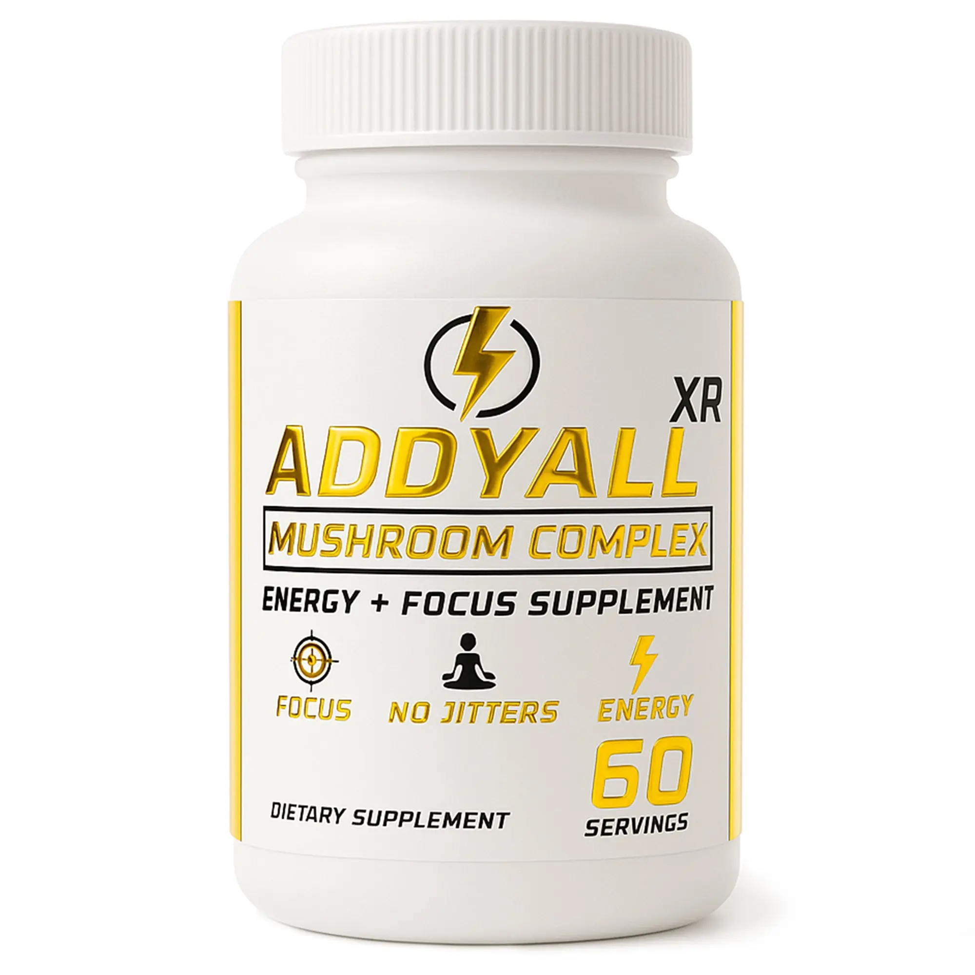 ADDY FOCUS Organic Mushroom Complex Capsule, Adderall Alternative with Vitamins for Energy Management, 60 Servings (60-Day Supply) – Boosted Focus, Brain Booster for Natural ADHD Support