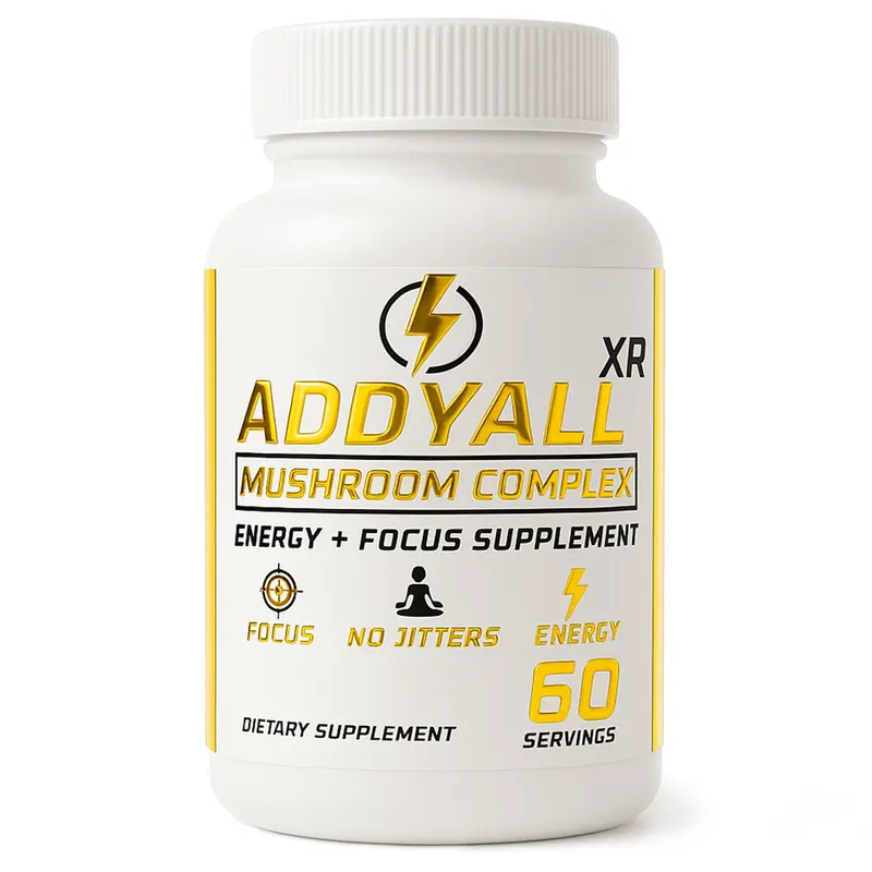 ADDY FOCUS Organic Mushroom Complex Capsule, Adderall Alternative with Vitamins for Energy Management, 60 Servings (60-Day Supply) – Boosted Focus, Brain Booster for Natural ADHD Support