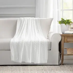 Lush Decor Cable Soft Knitted Throw - Soft Knit Material, Lightweight Design, Ideal for Covers and Wraps, Versatile for Home Decor