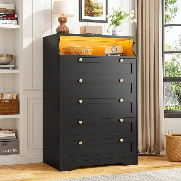 5 Drawer Black-With LED
