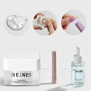 Buy 3 Get 1 Free - SHE DARES Long Lasting UV Gel Glue for Press On Nails - Strong Hold Up to 30 Days - Non Toxic & Damage Free - DIY Nail Art Supply