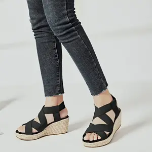Luoika Women's Wide Width Wedge Sandals, Platform Ankle Strap Open Toe Espadrille Wedge Pump Heel Women's Sandals Concise Casual Summer Shoes.