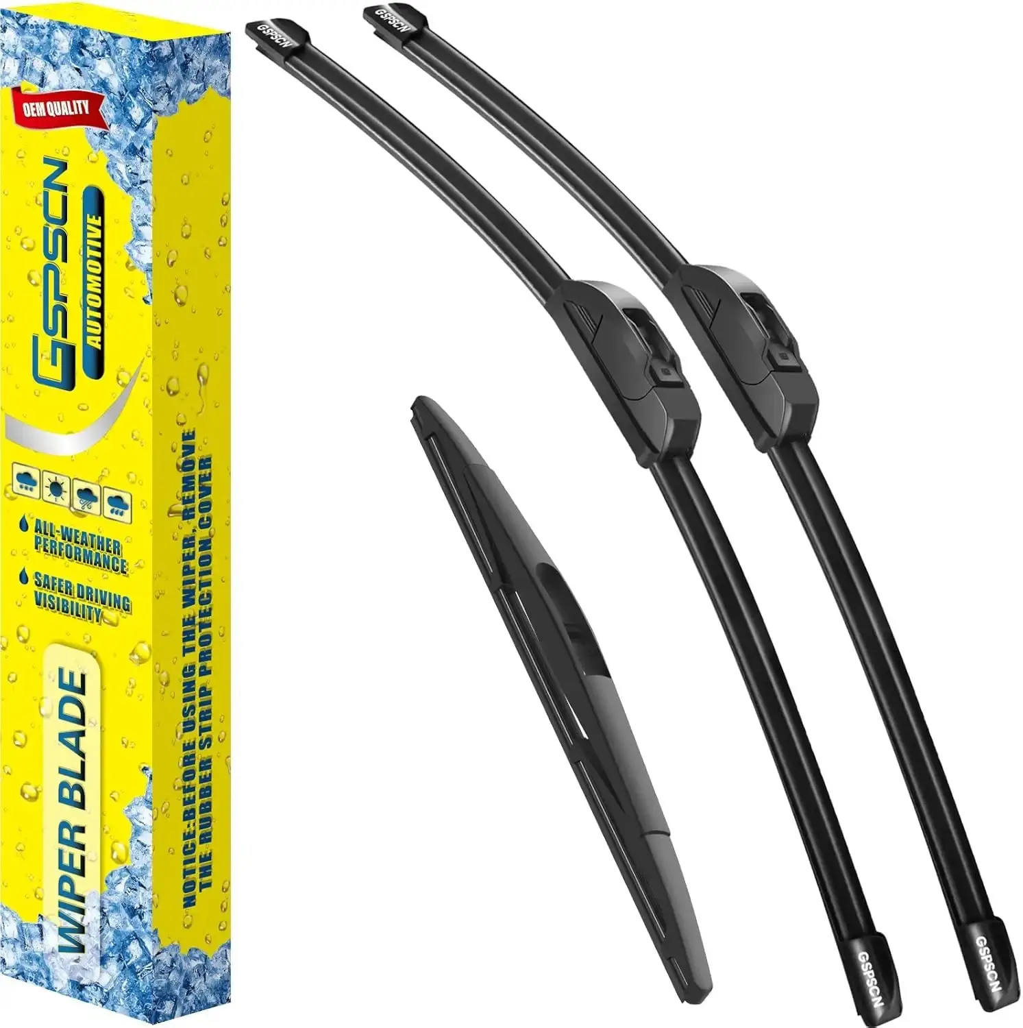 J-Hook Windshield Wiper Blades Set of 3, 24"+14"+14" Original Equipment Replacement for Mazda 2 (2011-2014), Hook (J-Hook)