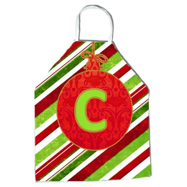 212 MAIN Bib Style Washable Decorative Protective Apron - Holiday Christmas Ornament Design, Initial Letter C Decor, Colorful Graphic Apron Fabric Home Care Supply, Apron Fabric Aprons, Washable Aprons