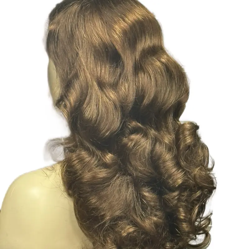 Hollywood Glam long wig  Raw Vietnamese  bounce  loose wave 22nch   100% human hair Wig Curly Hair Ready To Wear Shaggy Waves Big Hair Curly Hair Wig TikTokShopBlack