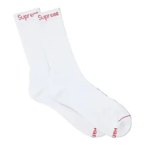 Supreme Hanes Crew Socks White