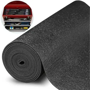 Professional Shelf Liner Tool Box Mat, 3 mm Thick Drawer Inserts, Easy Cut Non-Slip Mat for Drawers, Tool Box, Car, Kitchen, Garage (40.6 cm x 487 cm, Black)