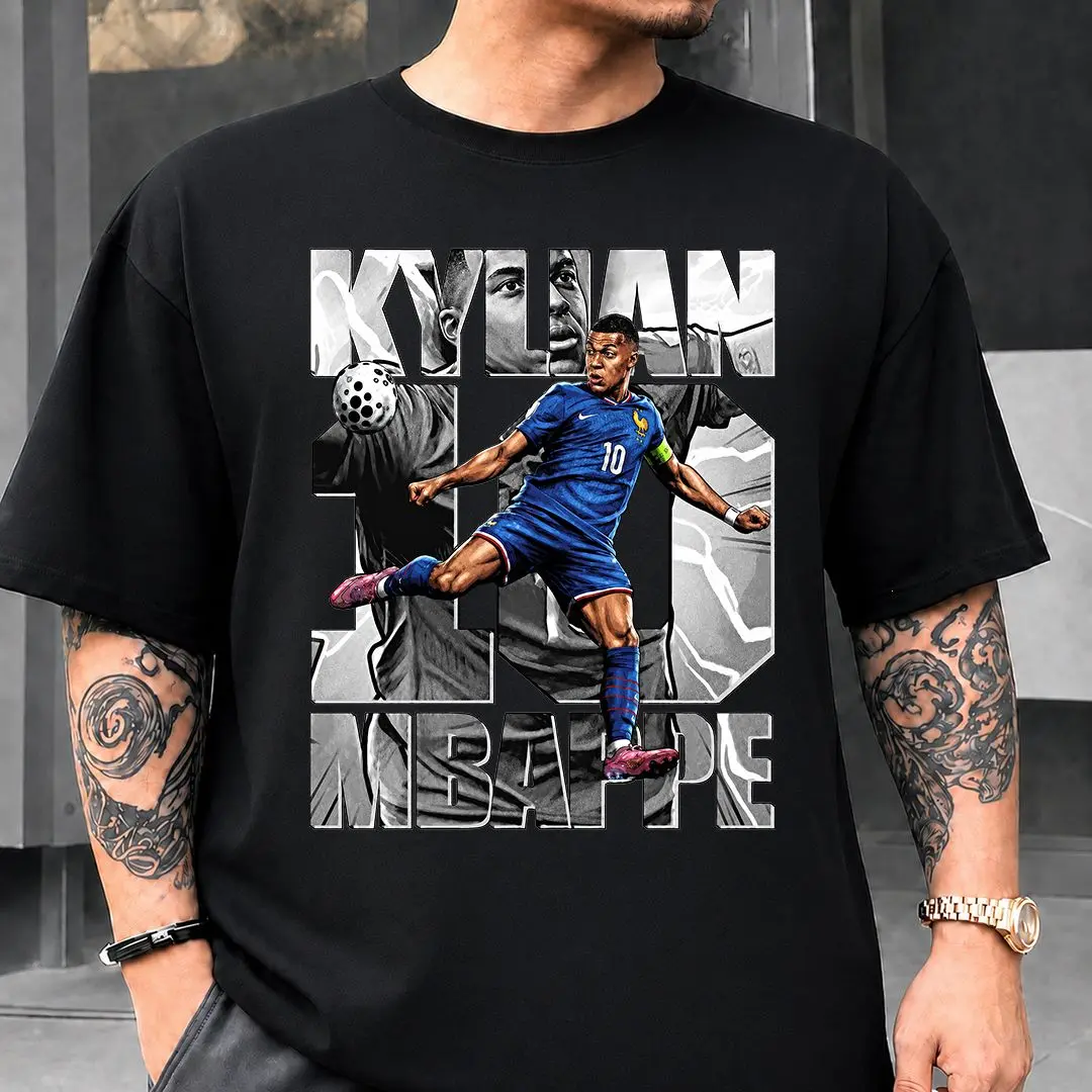 Soccer Player T-Shirt, Mbappe Comic Football Graphic Tee for Fans, Unisex Game Day Gift