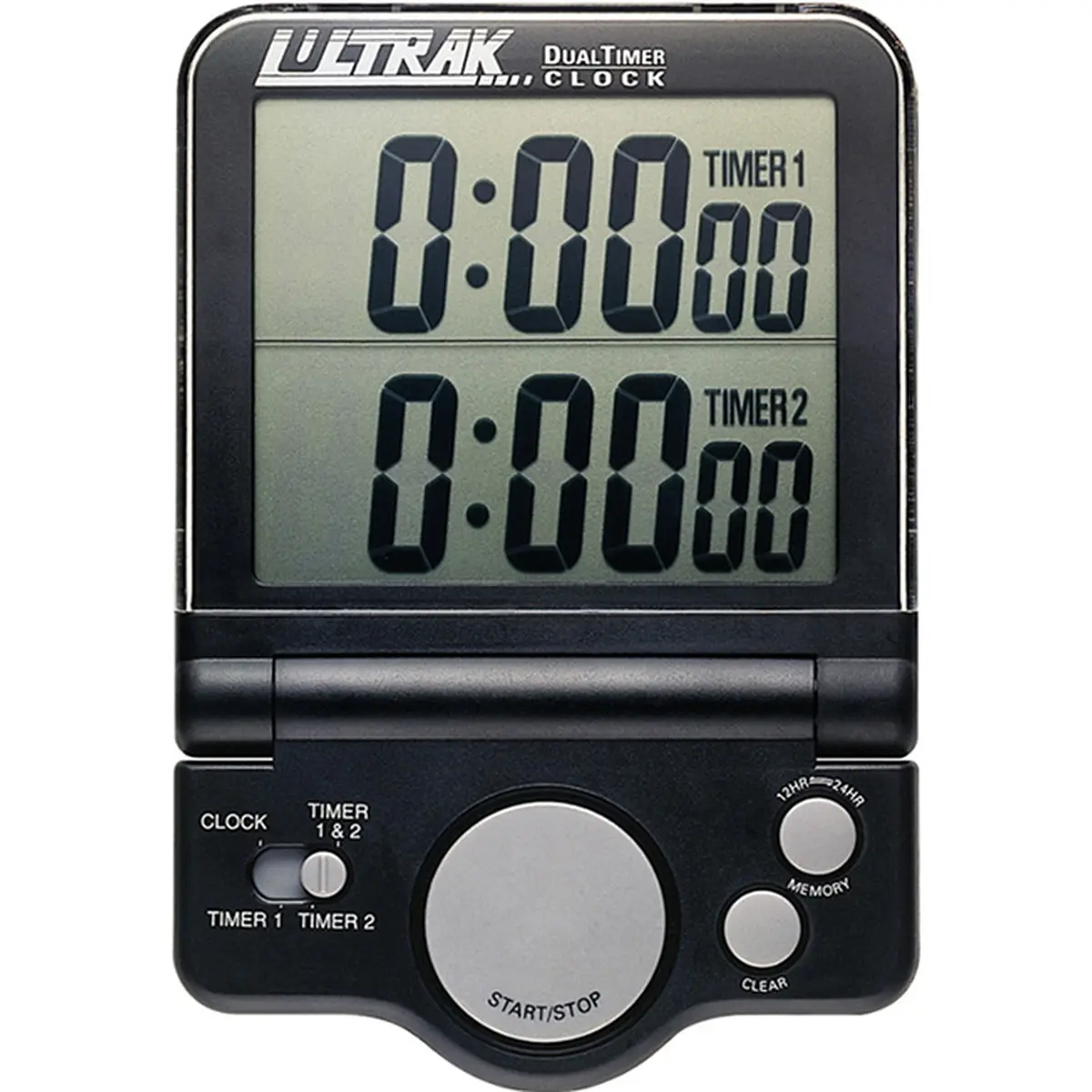 Ultrak T4 Electronic Kitchen Timer - Jumbo Display Dual Timer-Clock, Loud Alarm, Wall Mount & Table Top Kitchen Utensil Gadget