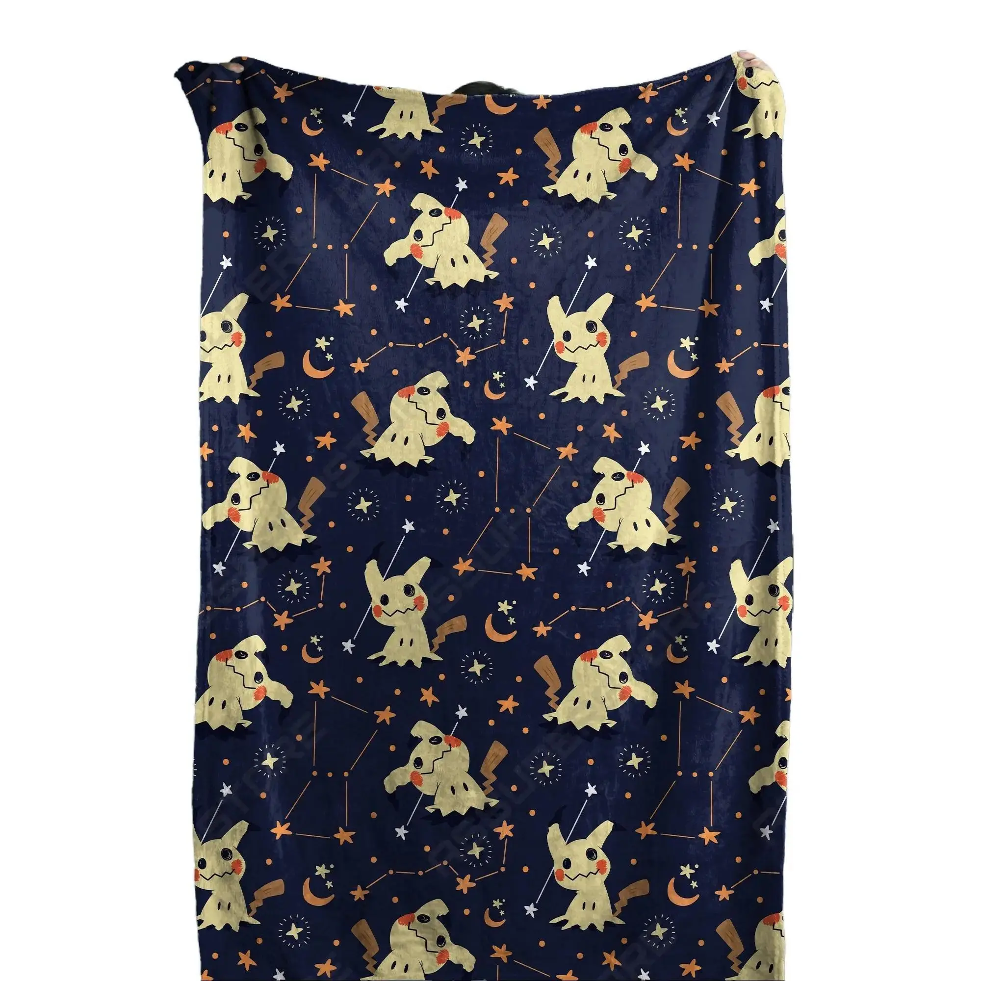 Mimikyu Starry Night Fleece Blanket – Cozy Cotton-Blend Throw with Constellation Pattern, Cute Anime-Inspired Home Decor, Soft Kawaii Bedding Gift, Trending Otaku Aesthetic, TikTok Viral Blanket